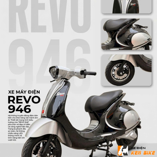 Xe máy điện Revo 946 màu đen mờ