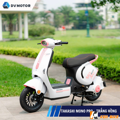 Xe điện Takashi Mono Pro màu trắng hồng